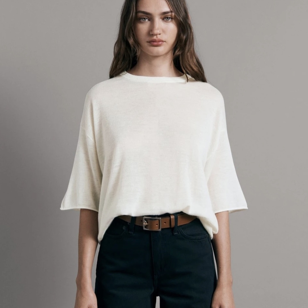 Rag And Bone Mandee Cashmere Tshirt Top Cream